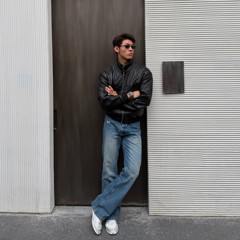 Flame Official Retro Dark Blue Straight-Leg Jeans Flame Official Retro Dark Blue Straight-Leg Jeans