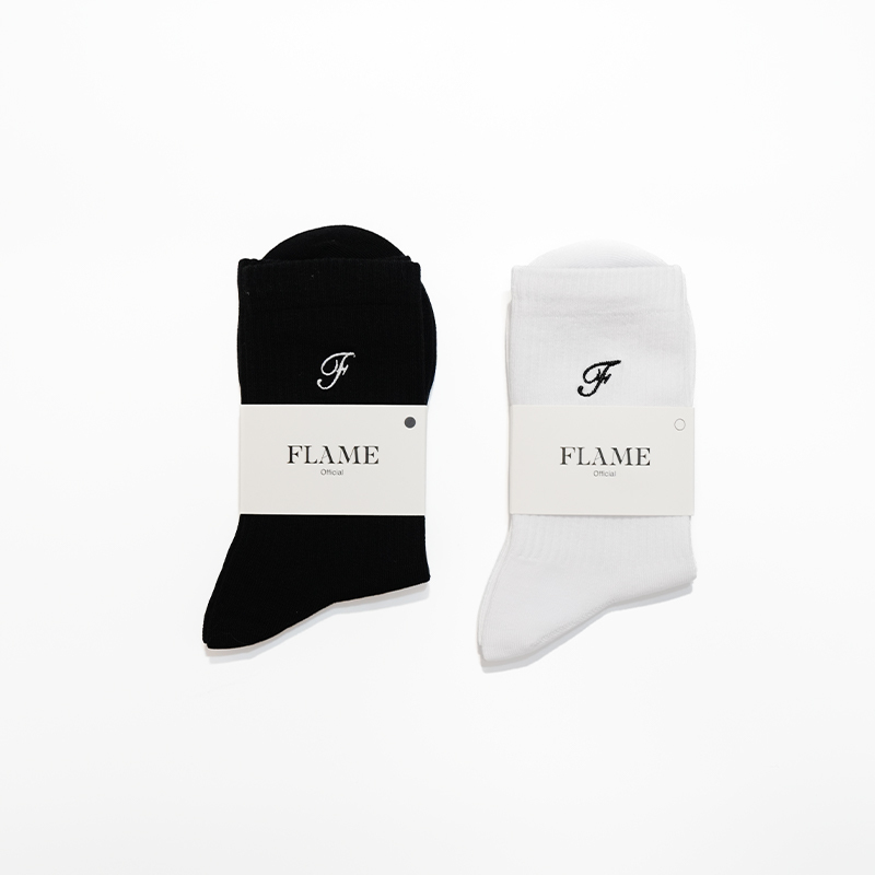 Flame Official Black and White Two-Tone Pure Cotton Stockings Flame Official Black and White Two-Tone Pure Cotton Stockings