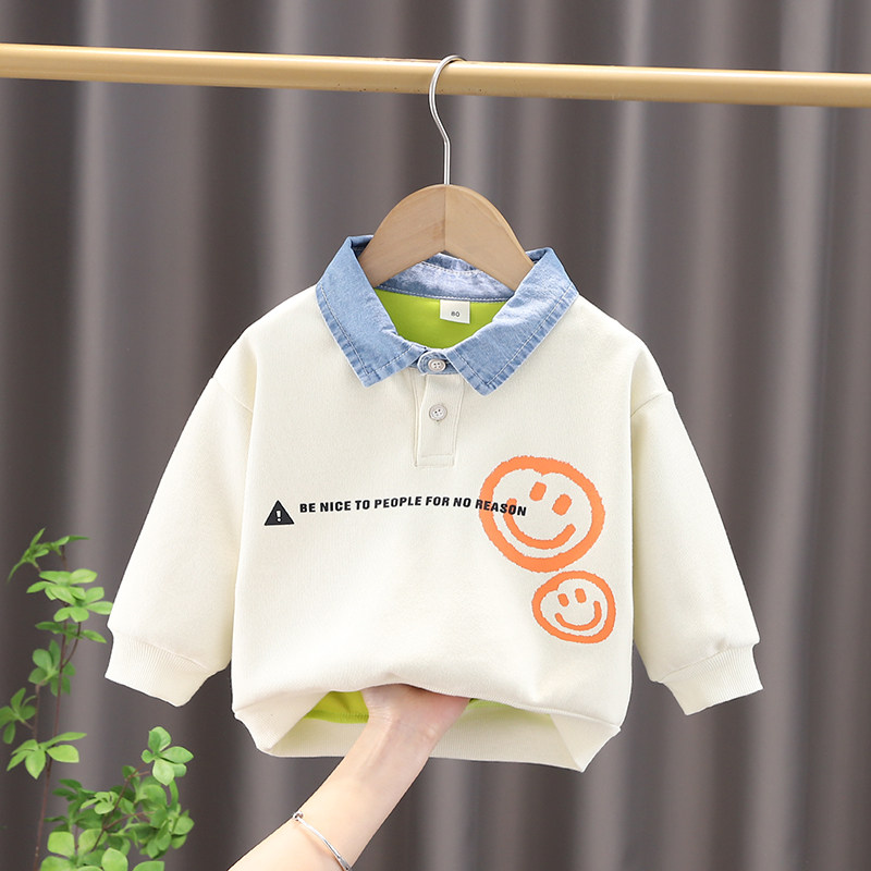 Children's sweatshirt boy's spring autumn season baby polo shirt with new boy clothes and children's spring clothing wave coucheders