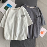 Японская летняя футболка с коротким рукавом, из хлопка и льна, оверсайз, свободный крой, короткий рукав