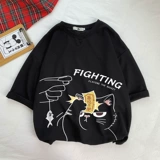 Трендовая брендовая летняя шелковая футболка с коротким рукавом для школьников, оверсайз