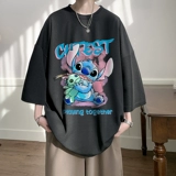 Шелковая синяя футболка с коротким рукавом для школьников, лонгслив, оверсайз, длина миди