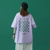 Tide, ретро шахматы, летняя универсальная футболка с коротким рукавом для влюбленных, в американском стиле, оверсайз