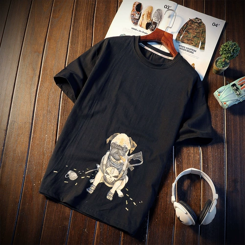 Брендовая летняя трендовая мультяшная футболка с коротким рукавом для школьников, в корейском стиле, большой размер, высокий воротник