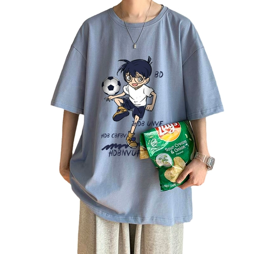 Мультяшная хлопковая футболка с коротким рукавом, оверсайз, короткий рукав