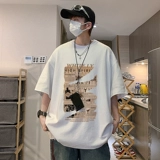 Американская тяжелая сущность короткошерстных мужских летних лето негабаритная средняя школьная бренда тренд пять -мужская одежда мужская одежда мужская одежда