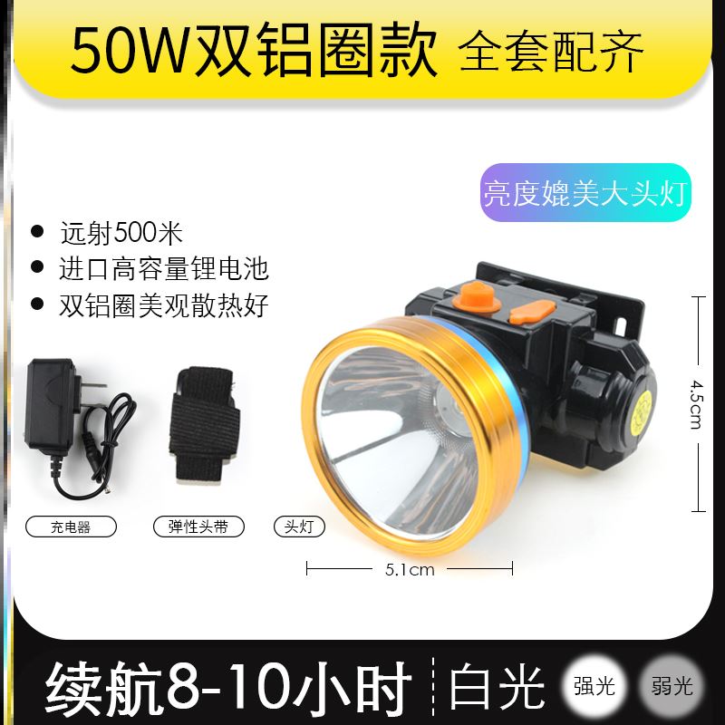 Catch Sea Super Bright Charging Headlights Seat Wearing Super Bright Light Small Number Hand Flashlight Night Fishing Special Outdoor Lithium Electric Mine Lamp