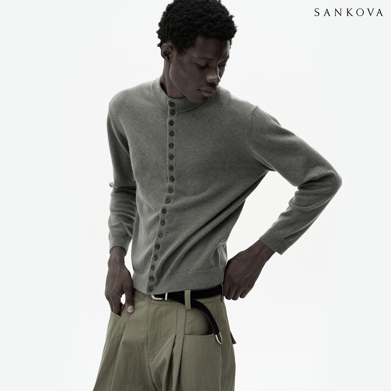 Sankova Wool Knit Cardigan with Button Closure, Unique Design, Short Style, Slim Fit, Versatile Long-Sleeve Sweater Sankova Wool Knit Cardigan with Button Closure, Unique Design, Short Style, Slim Fit, Versatile Long-Sleeve Sweater