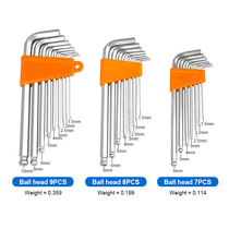 Wrench metric hexagonal wrench set ball head wrench flat head hexagonal wrench 7 8 9 piece set L-shaped hexagonal