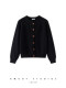 AMUDY retro style 100% cotton non-pilling knitted cardigan for women dark gray wooden buttons thickened roll collar sweater
