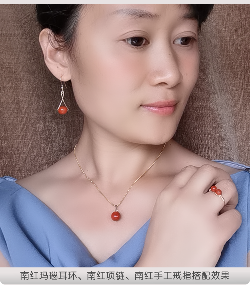 Серьги 南红玛瑙圆珠个性转运耳环翻转本命年耳饰手工柿子红耳坠14k包金a