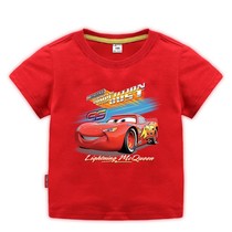 Lightning McQueen childrens short-sleeved t-shirt summer cartoon boy cotton personality tide brand undershirt primary school students clothes thin T