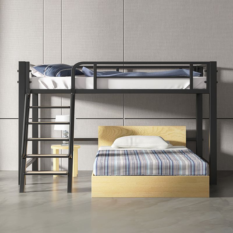 Nordic Loft Wrought Iron Loft Bed, Multifunctional Small Apartment Single-Layer Bunk Bed, Space-Saving Duplex Second-Floor Dormitory Bed