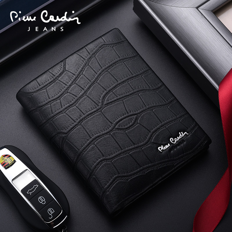 Pierre Cardin wallet men's short crocodile pattern pure soft leather high-end new trendy brand money wallet