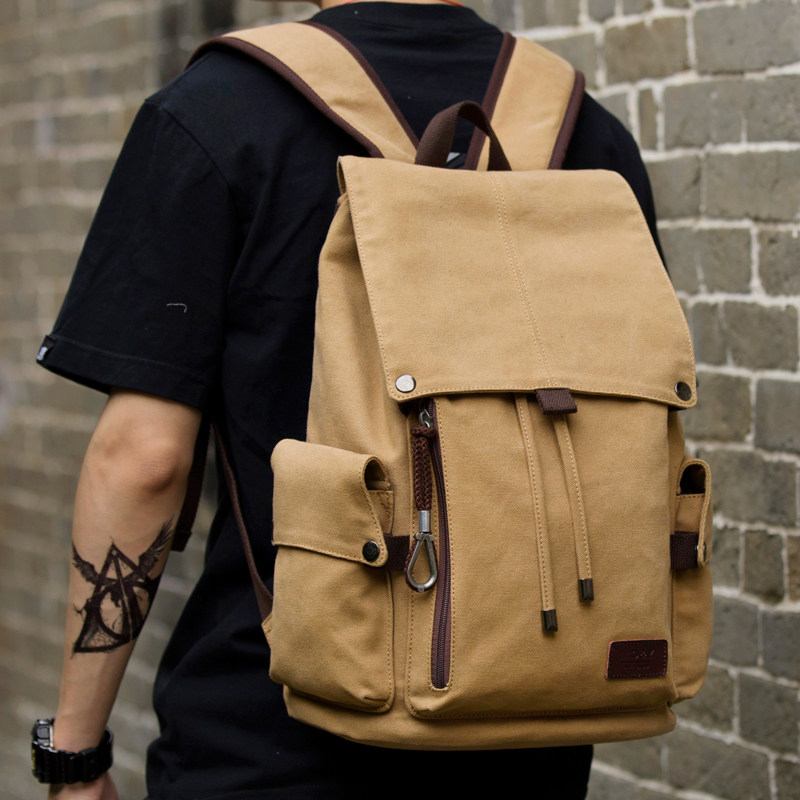 Hong Kong I Tgreg canvas men's backpack large capacity student school bag leisure travel backpack computer bag men's bag