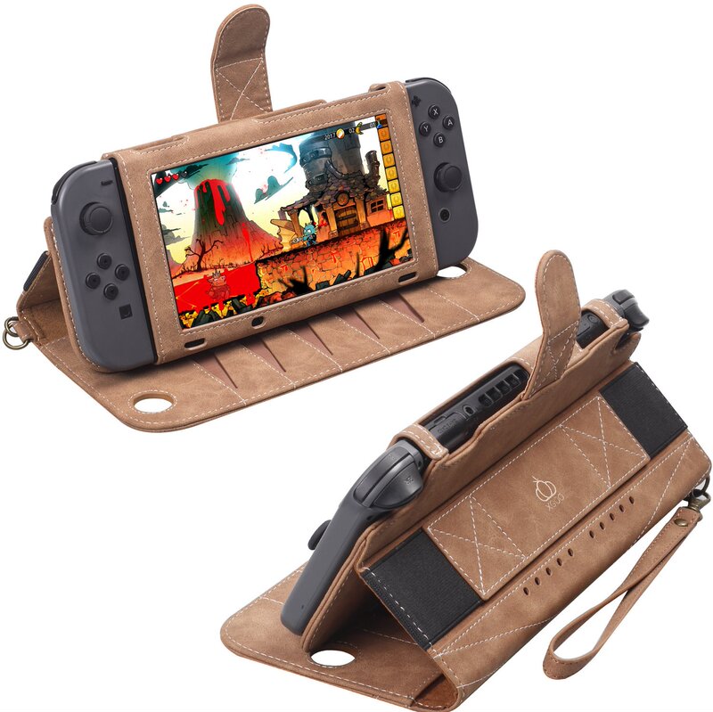 Nintendo Switch Card Protection Case Ns Multifunctional Accessory Storage Bag Flip Cover Leather Case Genuine Leather Oled Case