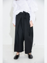 Little big Planet childrens clothing spring new girls Korean version of all kinds of strappy casual pants literary fan nine-point wide-leg pants