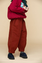 Small big planet childrens clothing winter new boys and girls foreign Christmas red double-layer plus velvet lamp velvet pants casual trousers