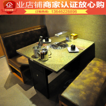 Marble hot pot table induction cooker customized barbecue table restaurant table and chair combination smokeless barbecue table hot pot table