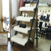 White Plush Carpet Clothing Shop Shoe Rack Mat stand Long hairy pad shelves Showcase Imitation Wool Counter Shop Windows