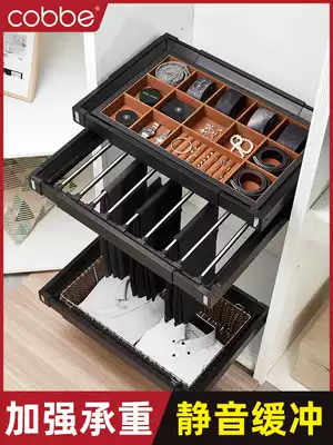 Cabe pants rack telescopic wardrobe storage built-in basket home drawer type rattan basket hanging pants rack draw