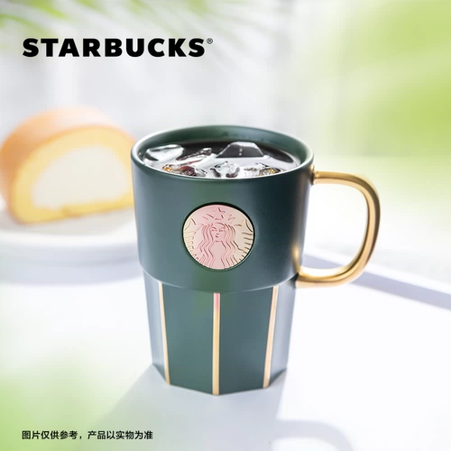 Starbucks, зеленая керамическая ручка, чайная чашка со стаканом, 390 мл, подарок на день рождения