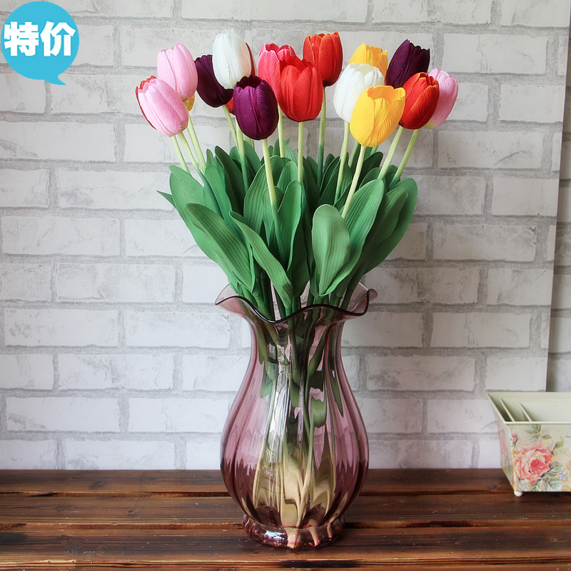 Nhà máy trực tiếp hoa lụa bán buôn mô phỏng hoa tulip để bàn hiển thị trang trí hoa đơn hoa tulip giả - Hoa nhân tạo / Cây / Trái cây chậu hoa giả