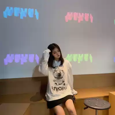 97BONES thorns Ink ink bear country tide hip hop street clothes men and women couples loose leisure long sleeve tide card