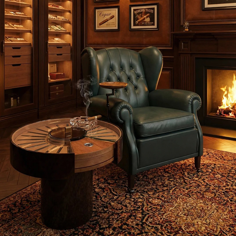 High-End Cigar Bar Sofa Coffee Table Vintage Whiskey Bar Table and Chairs American Tiger Chair Godfather Chair Single Seat High-End Cigar Bar Sofa Coffee Table Vintage Whiskey Bar Table and Chairs American Tiger Chair Godfather Chair Single Seat