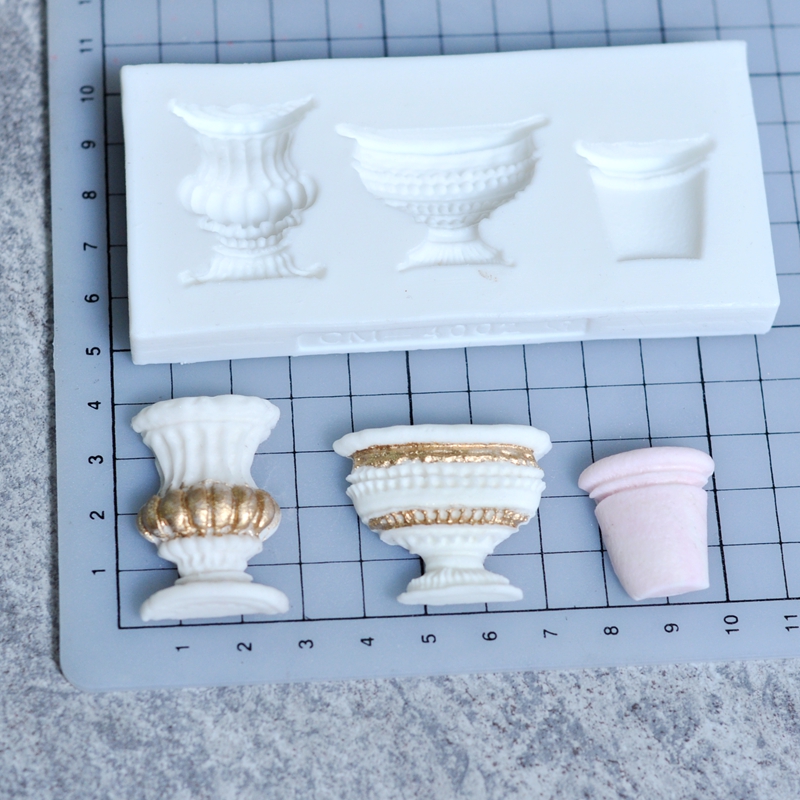 3 bình hoa caramel hình hoa chậu hoa cúc mặt trời hoa nhỏ hoa sô cô la fondant silicone khuôn - Tự làm khuôn nướng khuôn làm bánh