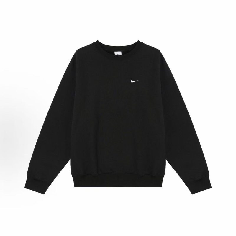 Nike Solo Swoosh Solid Color Pullover Loose Black Men's Fleece Sweatshirt Dx1361-010