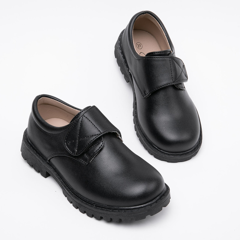 Boys' Black Leather Shoes, Performance Shoes, British Style, Spring and Autumn, Student Boys' Genuine Leather Children's Ceremonial Stage Shoes, Soft Sole, Fashionable