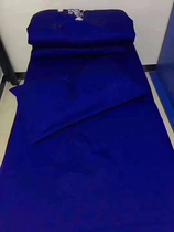 Deep Blue Cotton Linen Work Safety Unit Bed Goods Kit Enterprise With Print Character Three Sets Pure Cotton Pattern Flame Blue Linen