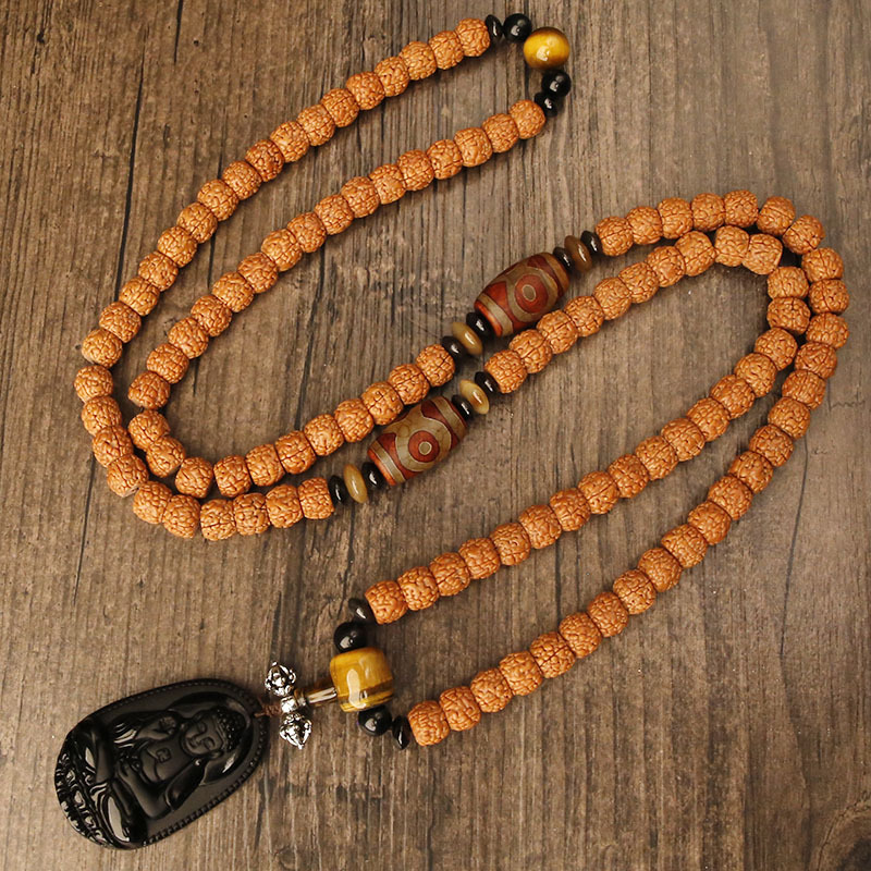 Small Vajra Bodhi Beads with Dragon Scale Pattern, Tibetan Style, Nepalese, Unisex Five-Petal Beads, 108 Beads Bracelet Necklace