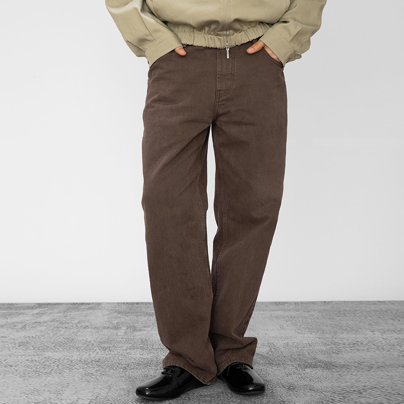 Od/Darkness 2026 Summer Asoet Dyeing and Fermentation Washed Pre-Washed Vintage Coffee-Colored Straight-Leg Jeans