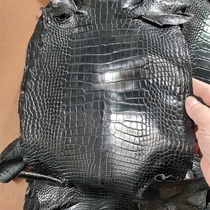 Imported French American crocodile black soft high-gloss belly material DIY bamboo pattern bag wallet mobile phone case strap material