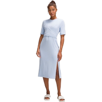 Wrap-Front Womens Wrap Ribbed Midi Dress丨lululemon丨LW1ERNS