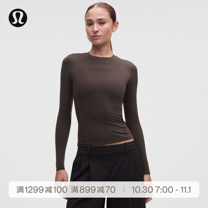 Nulu Women's Crew Neck Long Sleeve T-Shirt*Fleece-Lined Quick-Dry Moisture-Wicking丨Lululemon丨Lw3Hprs