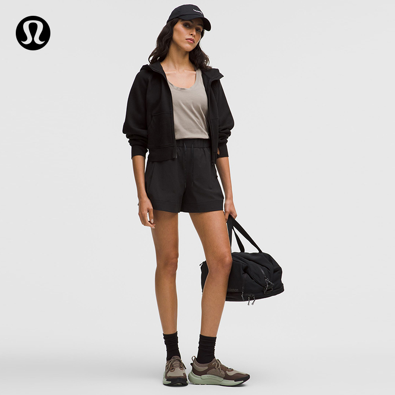 Cotton-Blend Women's Cotton Blend Ruched Casual Shorts 4"丨Lululemon丨Lw7Dofs