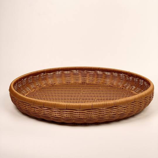 Cesta de secado redonda extra grande, cesta de ratán de imitación hecha a mano, recogedor impermeable simple nórdico, recogedor doméstico tejido a mano, tamaño grande