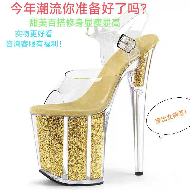 T-Stage Model Catwalk High Heels Platform Crystal Shoes 15cm 20cm Nightclub Sky-High Pole Dancing Sandals