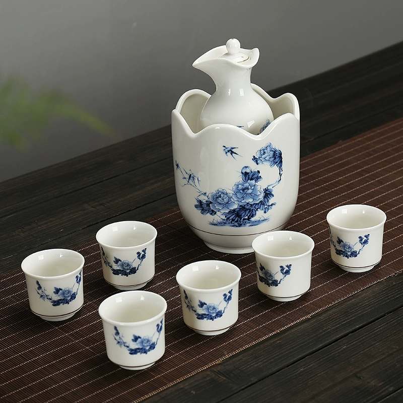 Bộ rượu bằng gốm, rượu sake, bình đựng rượu ấm, rượu Nhật, ly rượu, lẩu, rượu vàng Trung Quốc gia đình, rượu ấm và ấm - Rượu vang