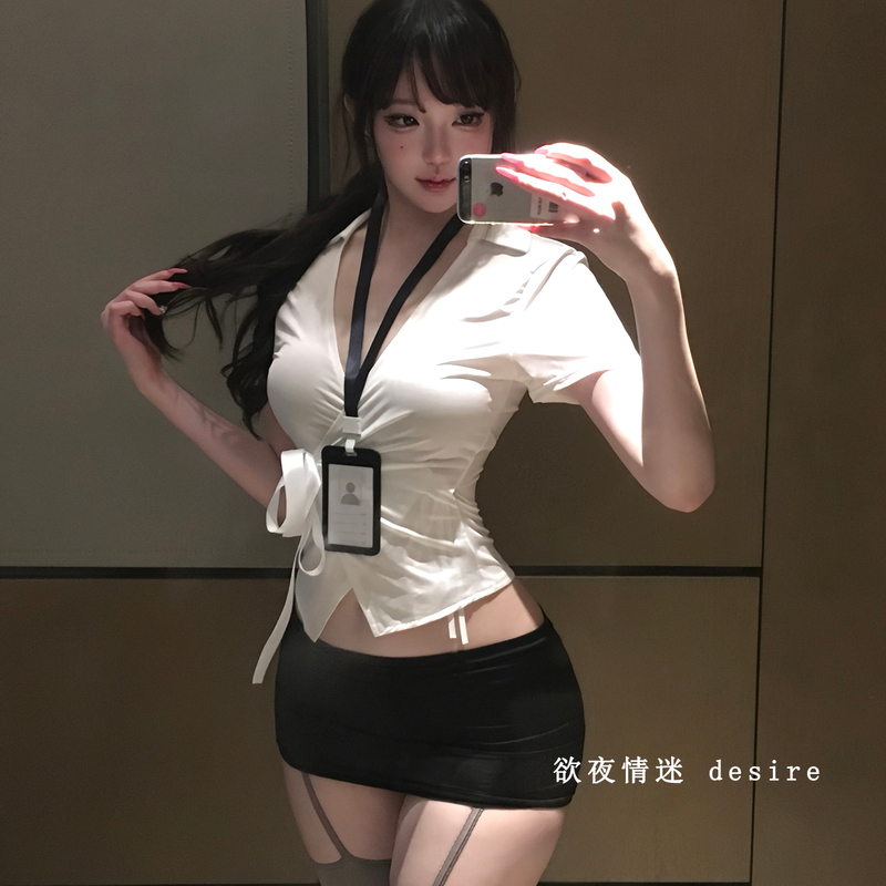 Sexy Lingerie Secretary Outfit, Hip-Hugging Skirt, Role-Playing Office Professional Uniform Set, Sensual Temptation