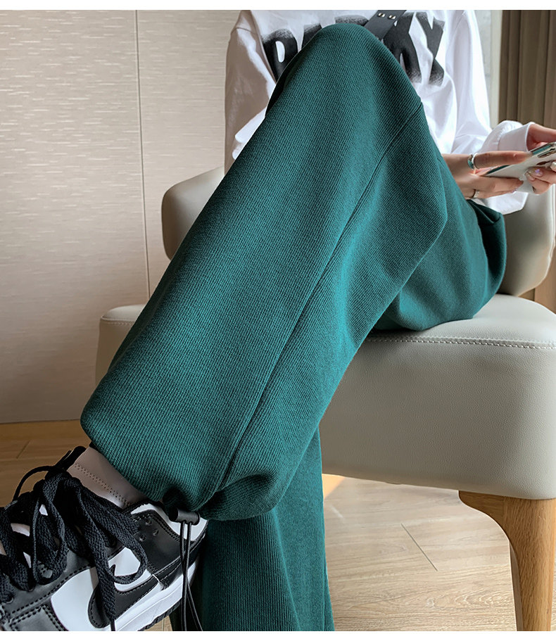 韩国墨绿色运动裤女薄款宽松束脚卫裤ins潮显瘦高腰休闲阔腿裤夏详情32