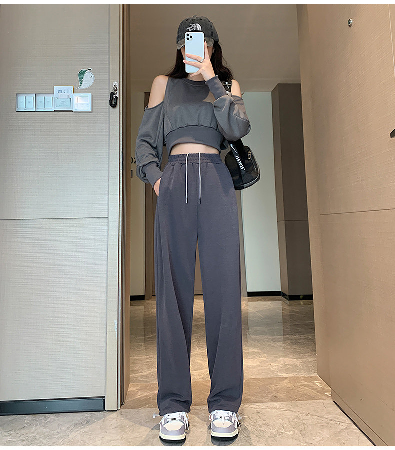 韩国墨绿色运动裤女薄款宽松束脚卫裤ins潮显瘦高腰休闲阔腿裤夏详情25