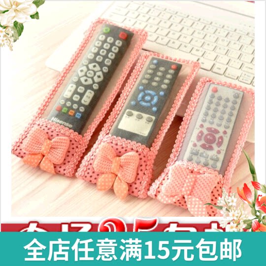 Transparent cartoon lace bow fabric remote control cover TV air conditioning set-top box protection silicone dust cover