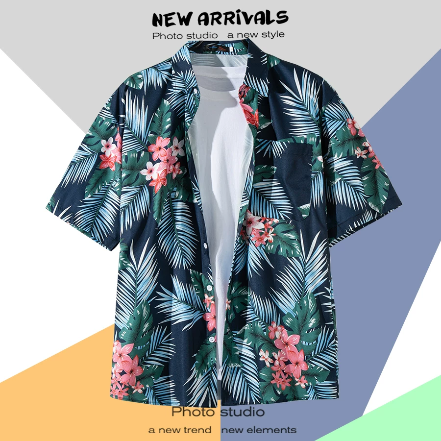 Shirt, retro jacket, with short sleeve, floral print, loose fit, Thailand
