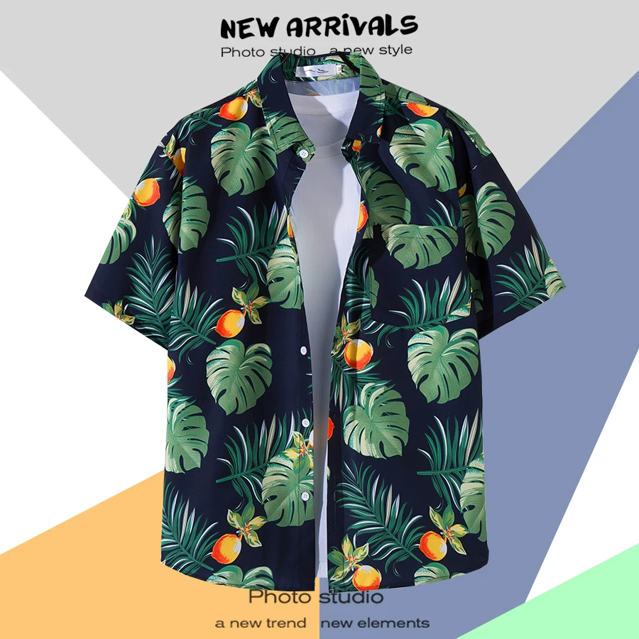 Shirt, retro jacket, with short sleeve, floral print, loose fit, Thailand