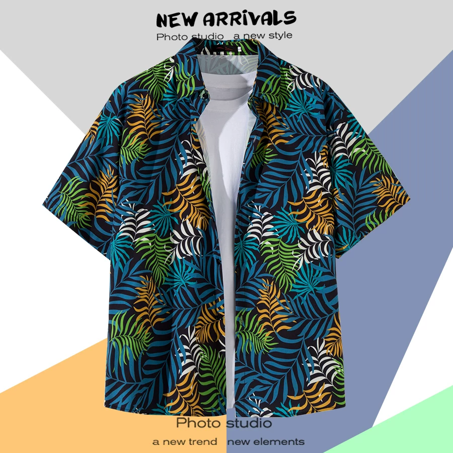 Shirt, retro jacket, with short sleeve, floral print, loose fit, Thailand