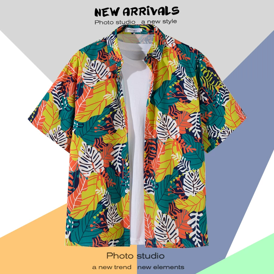 Shirt, retro jacket, with short sleeve, floral print, loose fit, Thailand